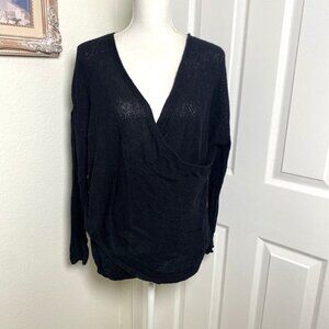 Kimchi Blue Faux Wrap Long Sleeve Black Sweater Size Medium Casual Dressy